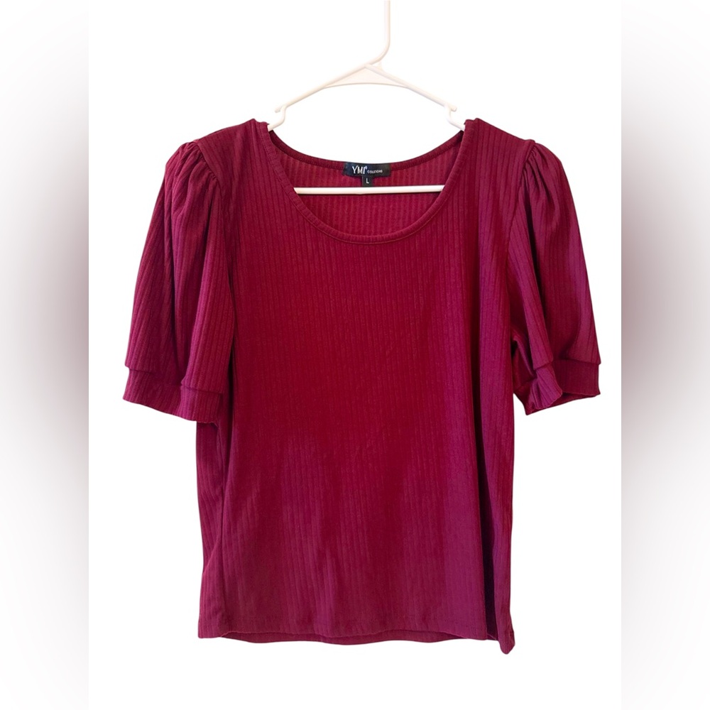 YMI Maroon Ribbed Top Cottagecore‎ Clean Girl Fall Core L